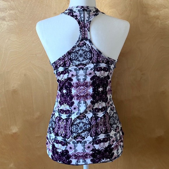 Karma Workout Racerback Floral Purple Tank Top - Picture 2 of 6
